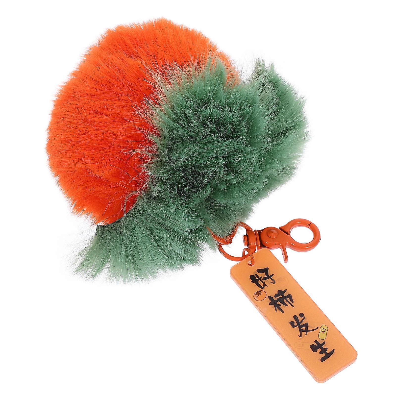 4Pcs Fluffy Keyring Plush Keychain Decorative Charm Ideal For Handbags Backpacks Car In Orange Color