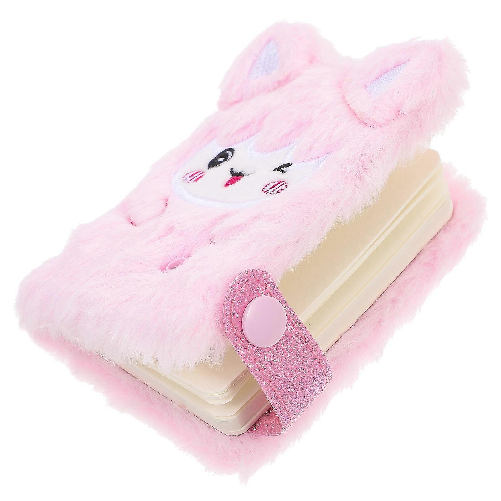 Writing Notebook for Daily Use 3Pcs Pink Plush Cover Fluffy Cartoon Book