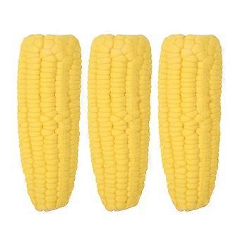 3PCS Latex Yellow Pet Corn Shape Sounding Teeth Cleaning Protection Chewing Biting Interactive Training Toy for Dogs