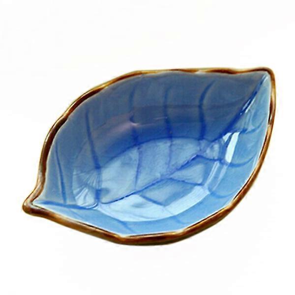 Mini Leaf Shaped Dessert Appetizer Plates for Serving Blue Porcelain