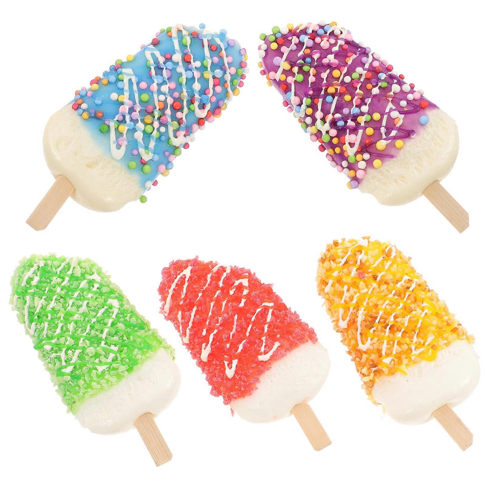 Fake Ice Cream Simulation Ice for Decor 5Pcs Photo Props