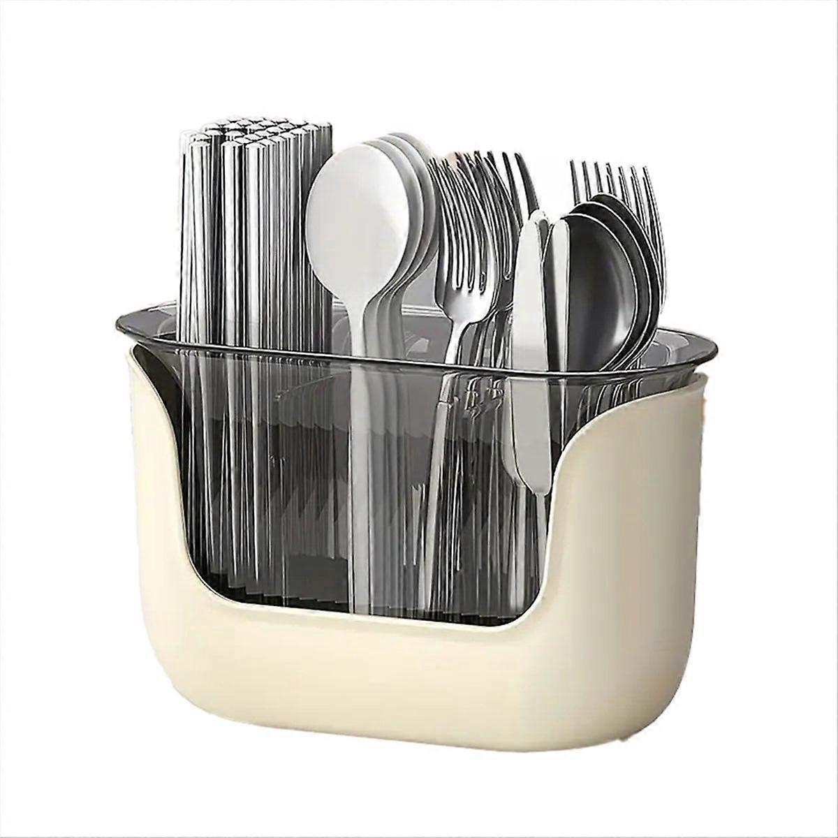 Multifunctional Kitchen Cutlery Holder with Drain Storage A