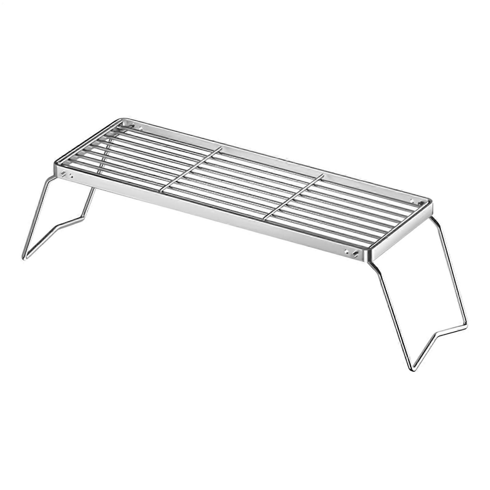 Portable Outdoor Grill Rack 16x46cm, Foldable Grilling Grid For Fire Pit And Stove, Backyard, Camping, Hiking