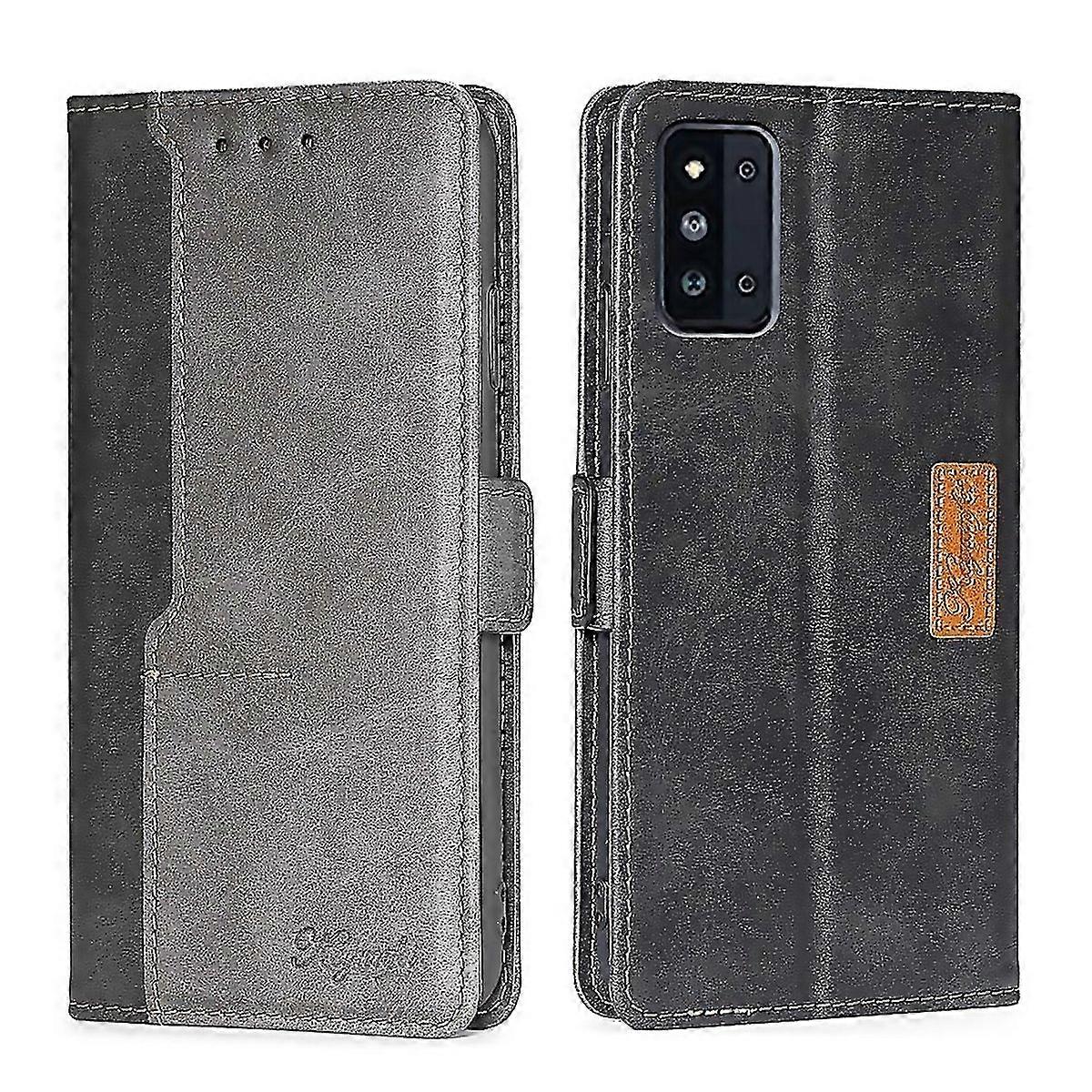 For Samsung Galaxy F52 5g Retro Texture Contrast Color Buckle Horizontal Flip Leather Case With Hold