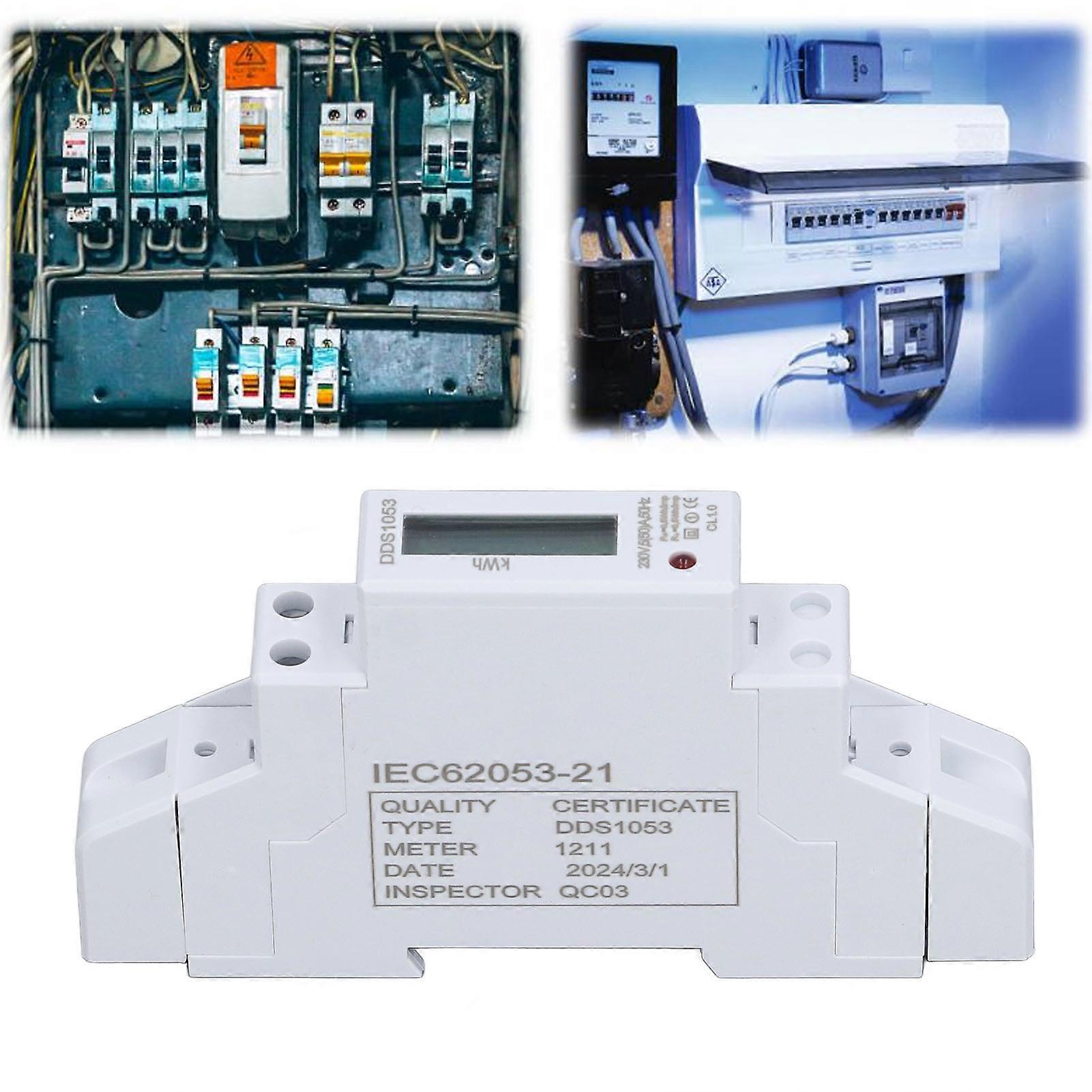 Single Phase Energy Meter 1P Din Rail 5(50)A 230V LCD Display