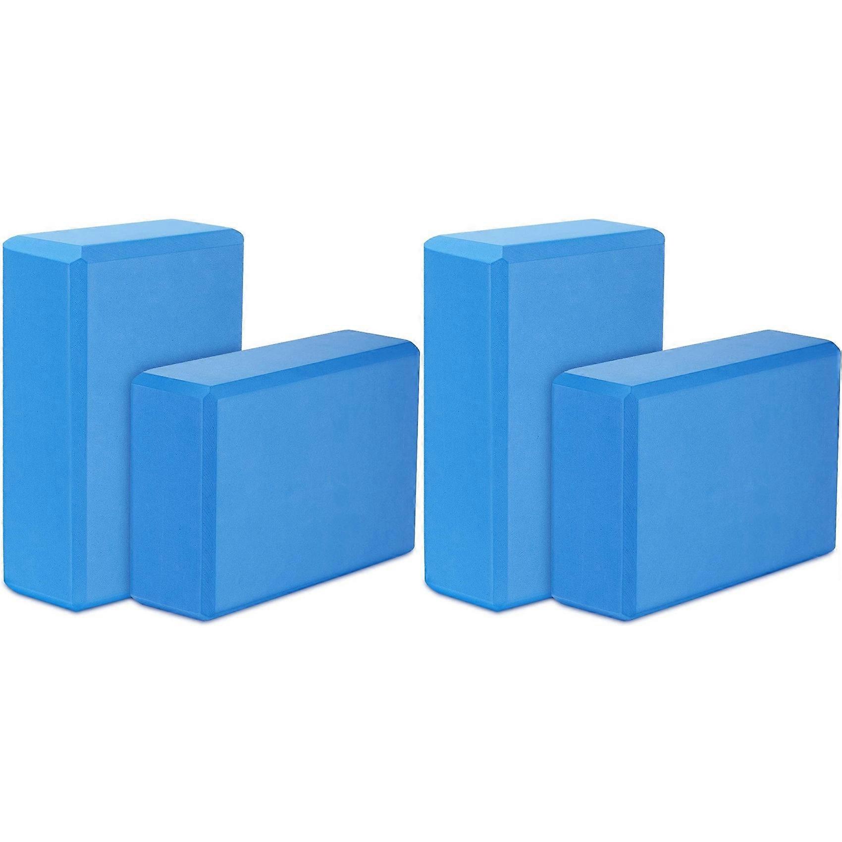 Yoga Blocks 4 Pack,23X15X7.6cm High Density EVA Foam Yoga Block Exercise Bricks,Eco Friendly & Lightweight,Blue