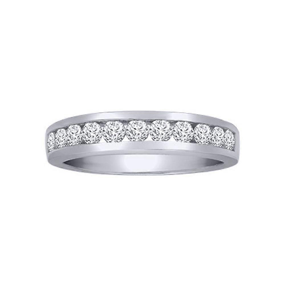 Jewelco Λονδίνο Στερεό 18ct Λευκό Χρυσό Κανάλι Που Γύρος G SI1 0.75ct Διαμάντι Dainty Band Δαχτυλίδι Αιωνιότητας 4mm