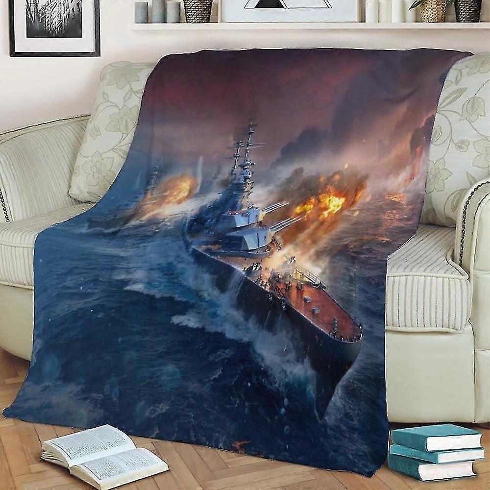 Tæppe Krigsskib Ny Flannel Plys Smide Sofa Tæpper Seng Passer Sofa Stue Tæppe 40x50 Tommer