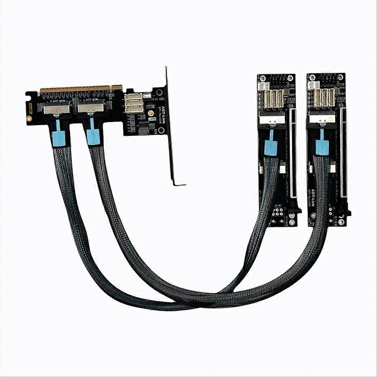 PCIe 4.0 X16 MCIO Graphics Card Split Extension Cable GEN4 Dual Split Into X8x8 Bifurcation Adapte