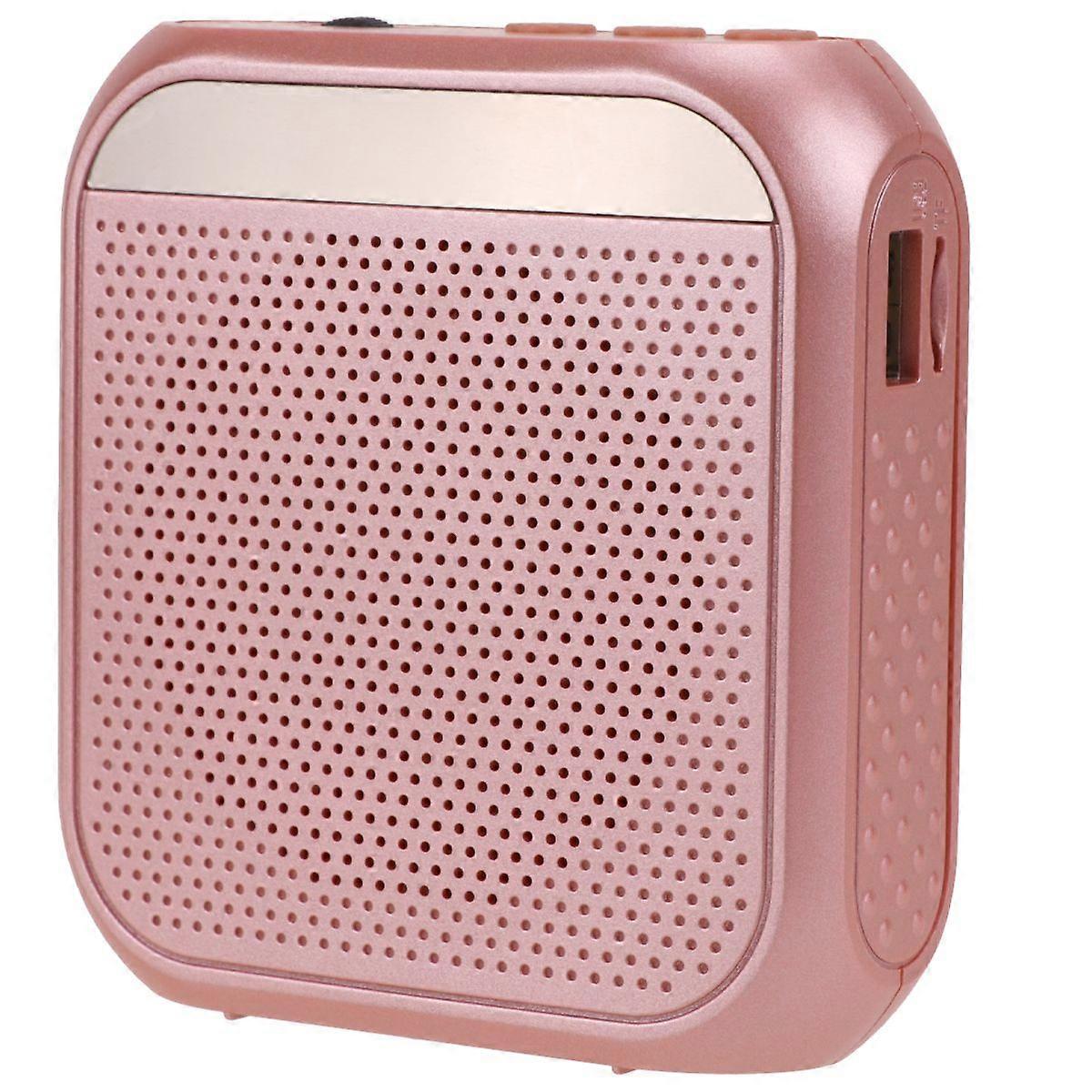 1PC Portable Wireless Voice Amplifier Multifunctional Sound Voice Loud Speaker with Microphone for Teaching Speech Meeting (Rose Gold)