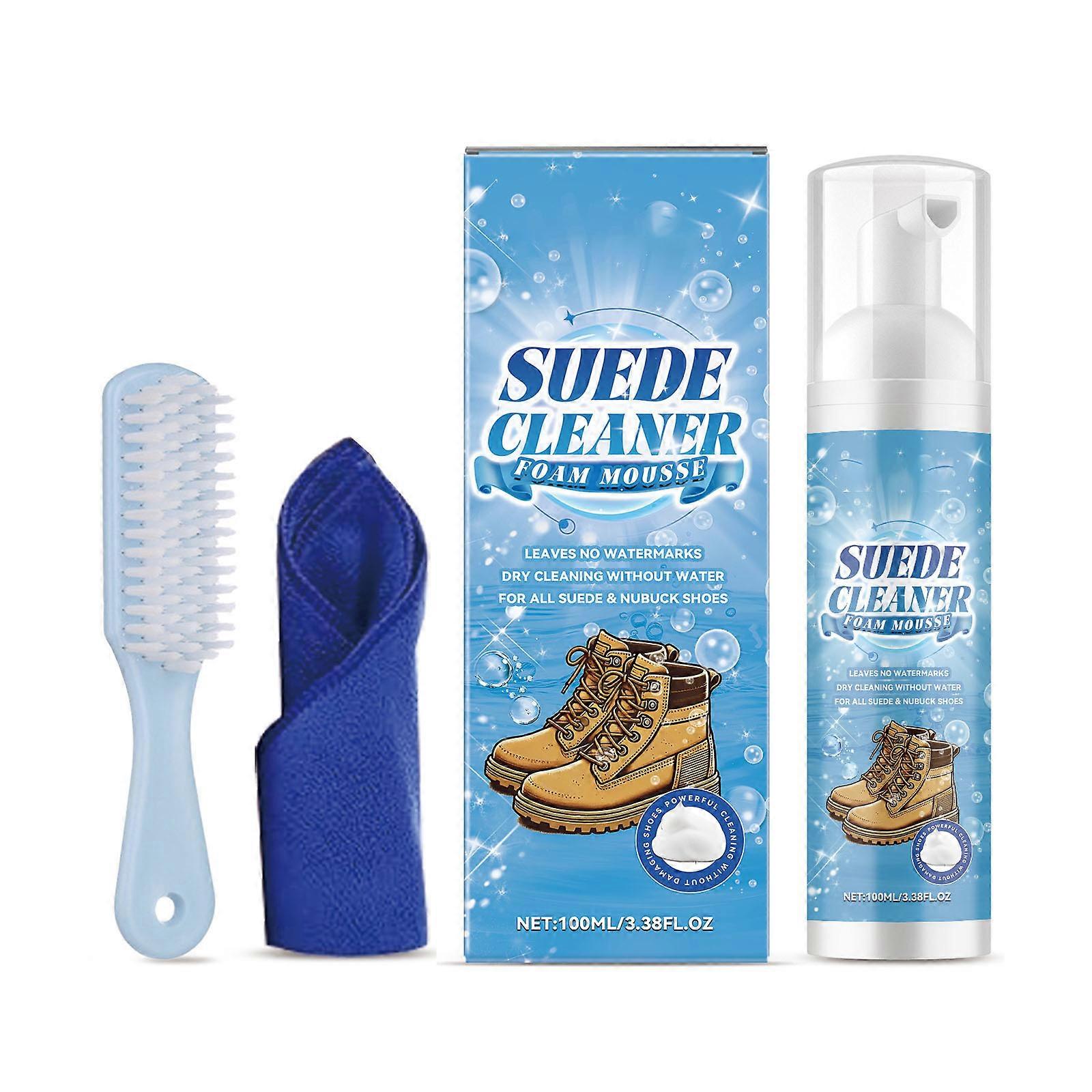 Quick Drying Suedes Leather Stains Remover Foam Kits Protects Color While Cleaning Boot Trainer Purses 100ml Bottle Set Multicolor