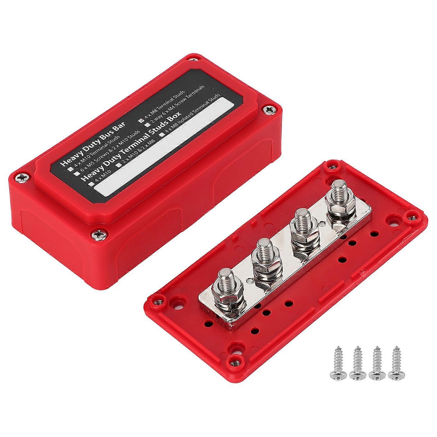 300A Bus Bar Power Distribution Box 48V DC 4 Studs Universal for Car Ship Boat RVRed