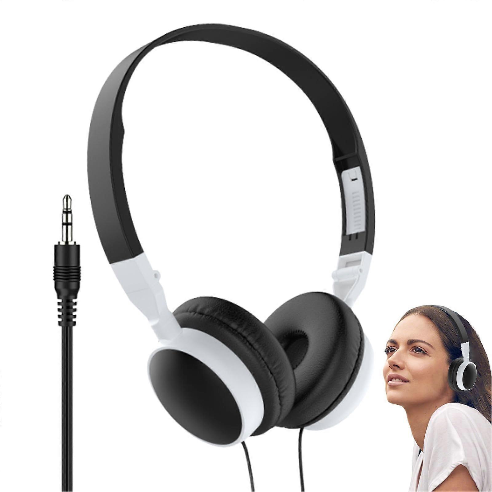 Wired OverEar Headset with Noise Cancelling for PC and Mobile Phone, Portable Black