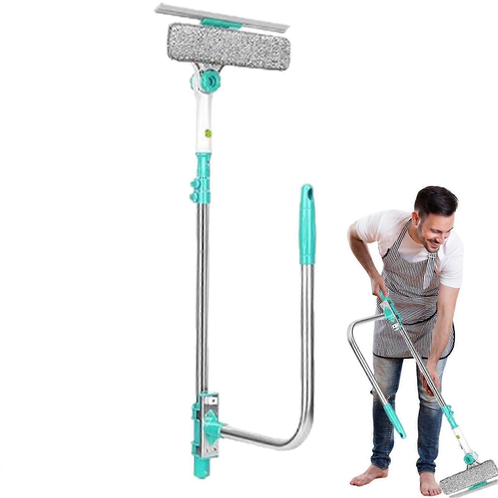 Window Cleaning Squeegee Rotating Head Retractable Microfiber Window Tool For Glass Surfaces Shower Screens Doors