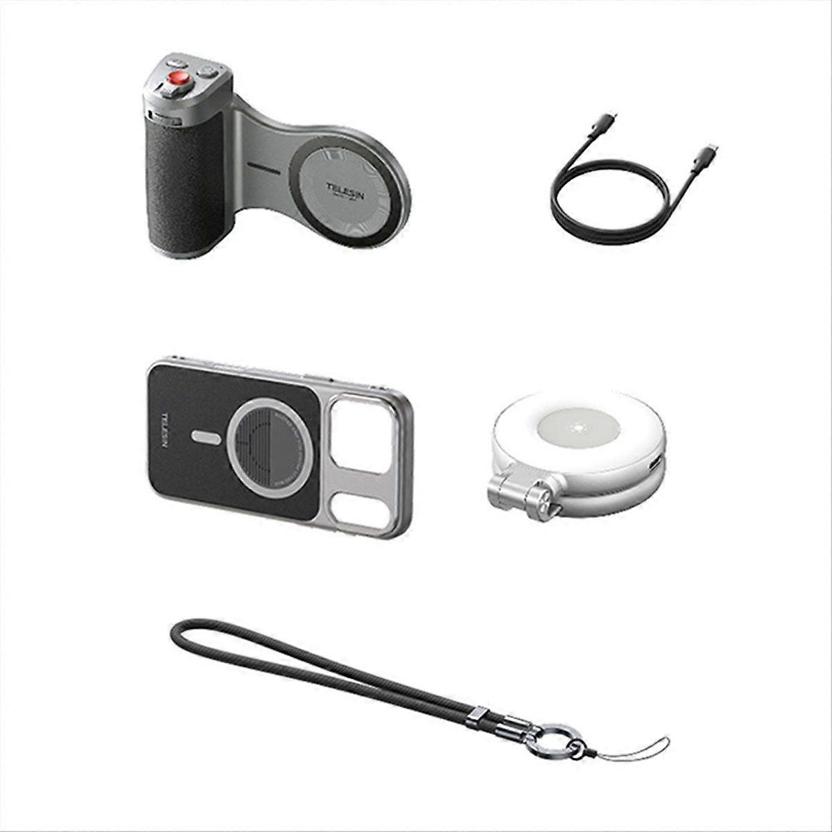 Bluetooth Selfie Grip for 17 Pro Vlog Handle with Fill Light Camera Adapter for Enhanced Photograp