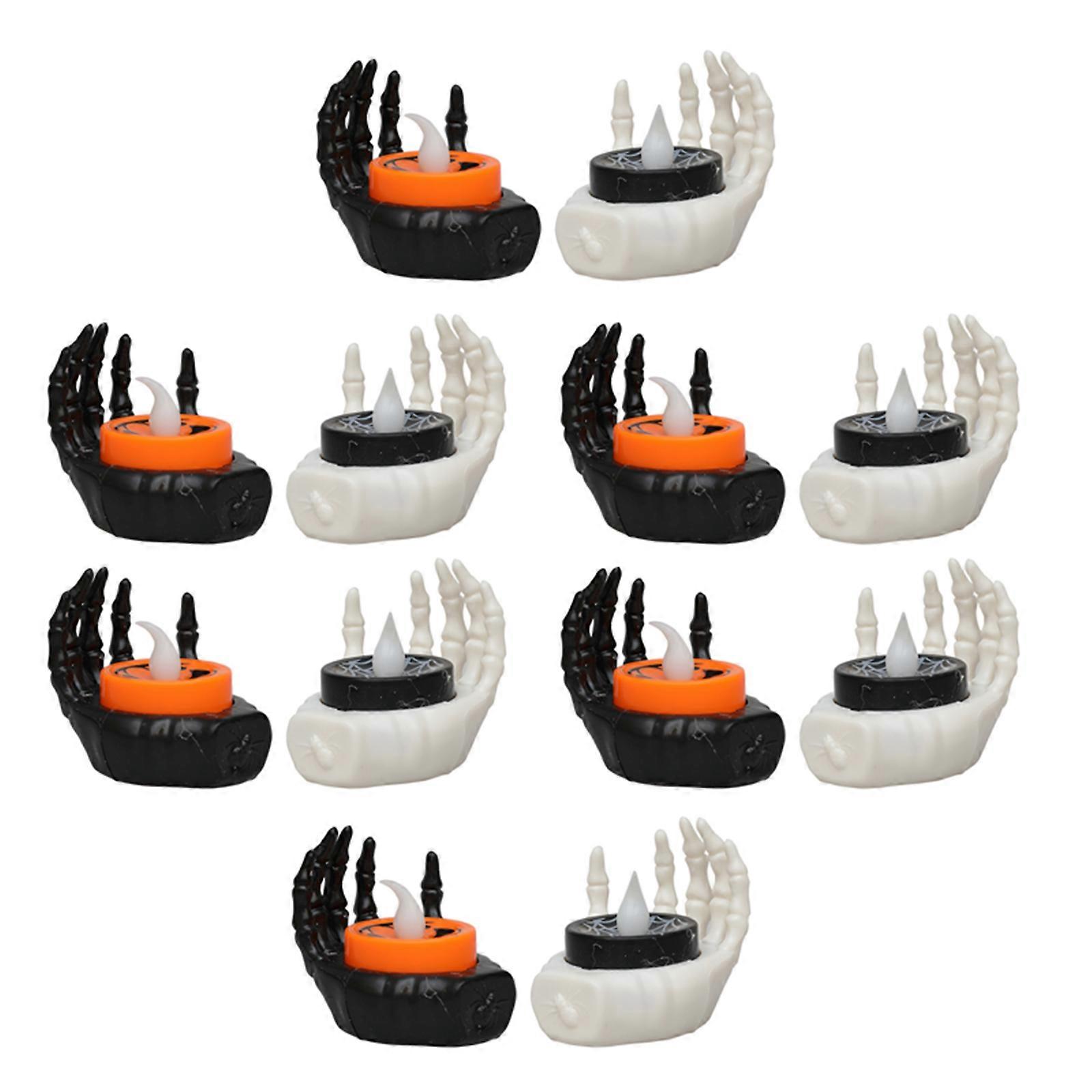 12pcs Realistic Hand Shape Flickering LED Light Battery Operated Decorative Lamp Safe to Use Light Halloween Ornament Multicolor