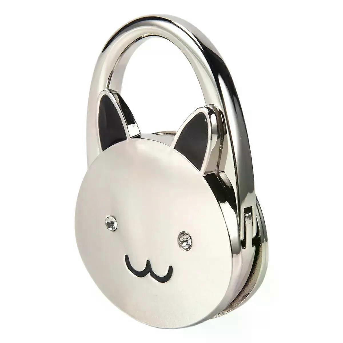 Cartoon Foldable Silver Tone Handbag Hook Antislip Rubber Base