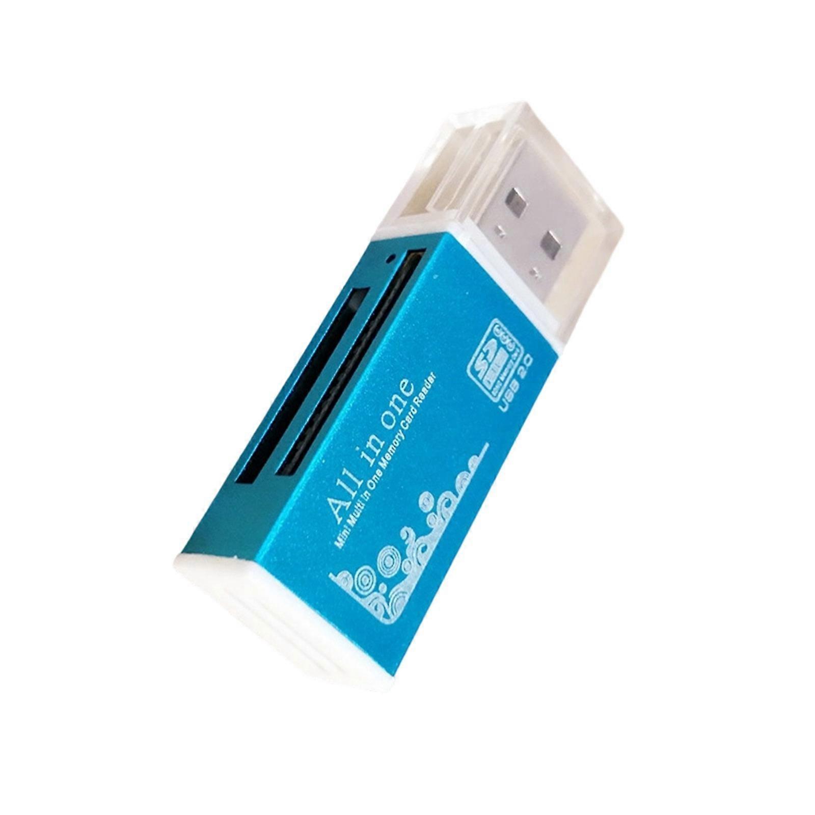 USB 2.0 Memory Card Reader Compatibles MS TF More Slots Cards Adapter Multiple Function  Blue