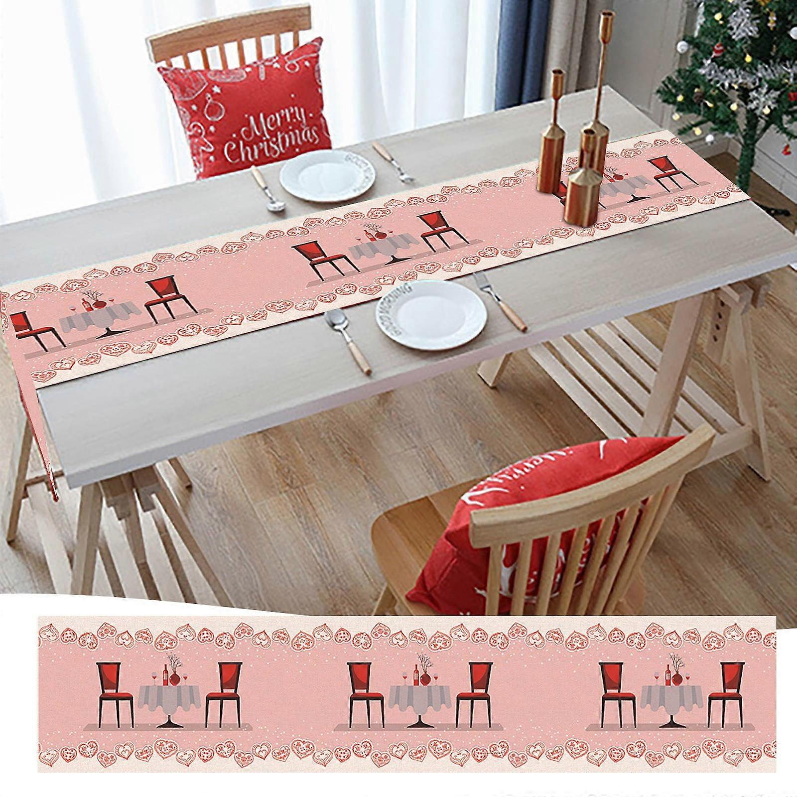 WinysinValentine's Day Table Flag Home Decoration Printing Table Mat Encryption Linen Table Insulation Table Flag