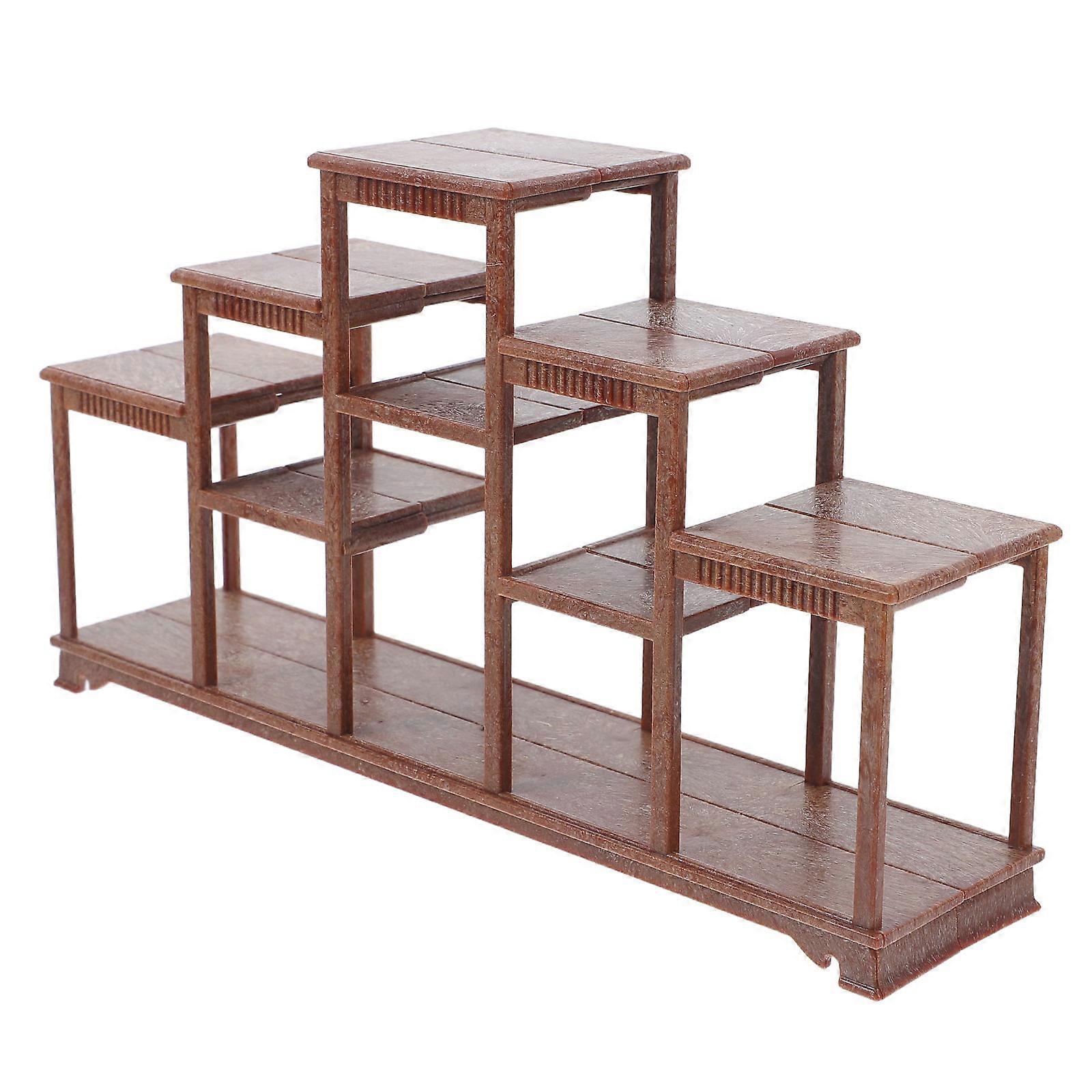 Miniature Dollhouse Shelf for Display Brown Plastic Decorative Shelf