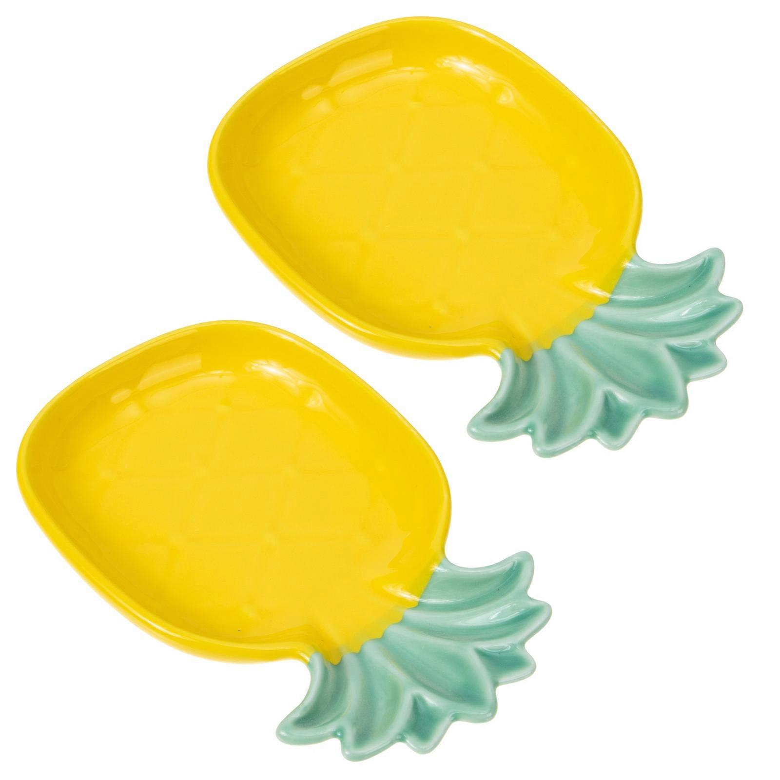 Pineapple Designed Relish Plate for Home Use 2Pcs Ceramic Sauce Dish