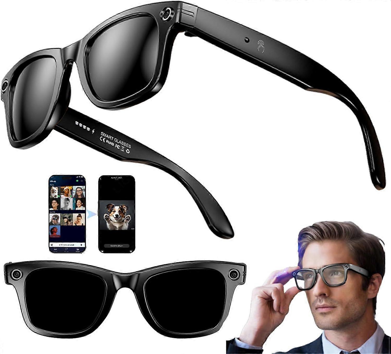 AI Smart Glasses with HD Camera Voice Assistant Bluetooth Calls Audio Recording Image Recognition and Translation