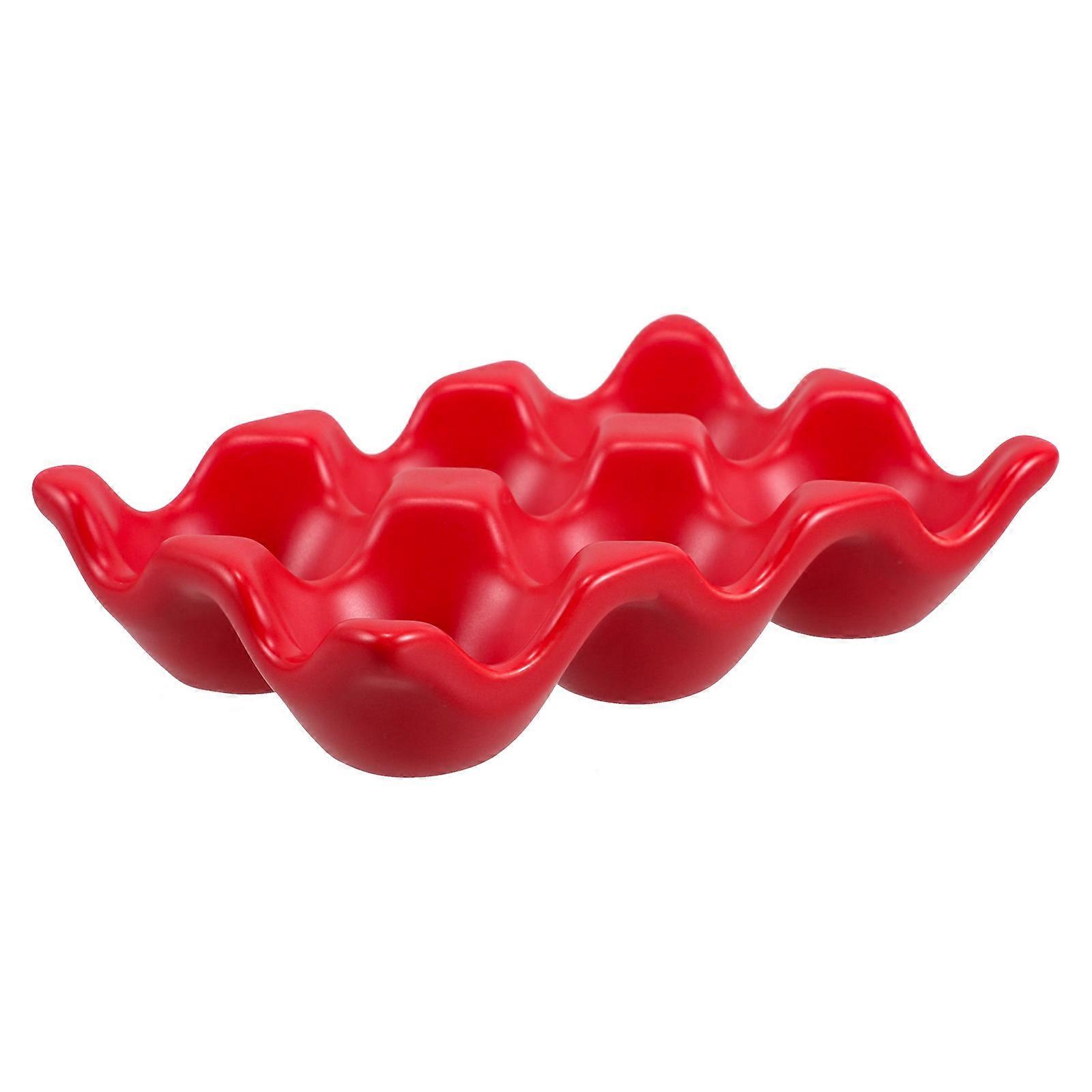 Ceramic Egg Holder Elegant Design For Home Use And Restaurant Use Red 1Set