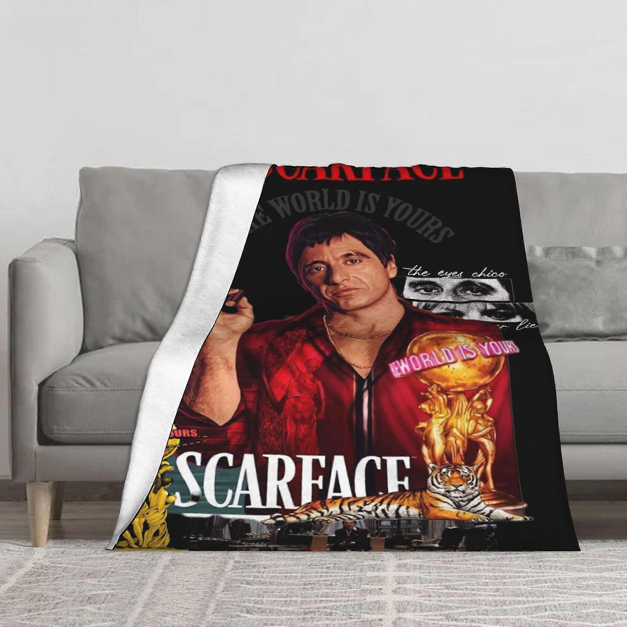 A Scarface Syncprinting0 Flannel Blanket, Suitable for Living Room Decoration And Practical Use in The Bedroom, Can Be U-AZXCM390