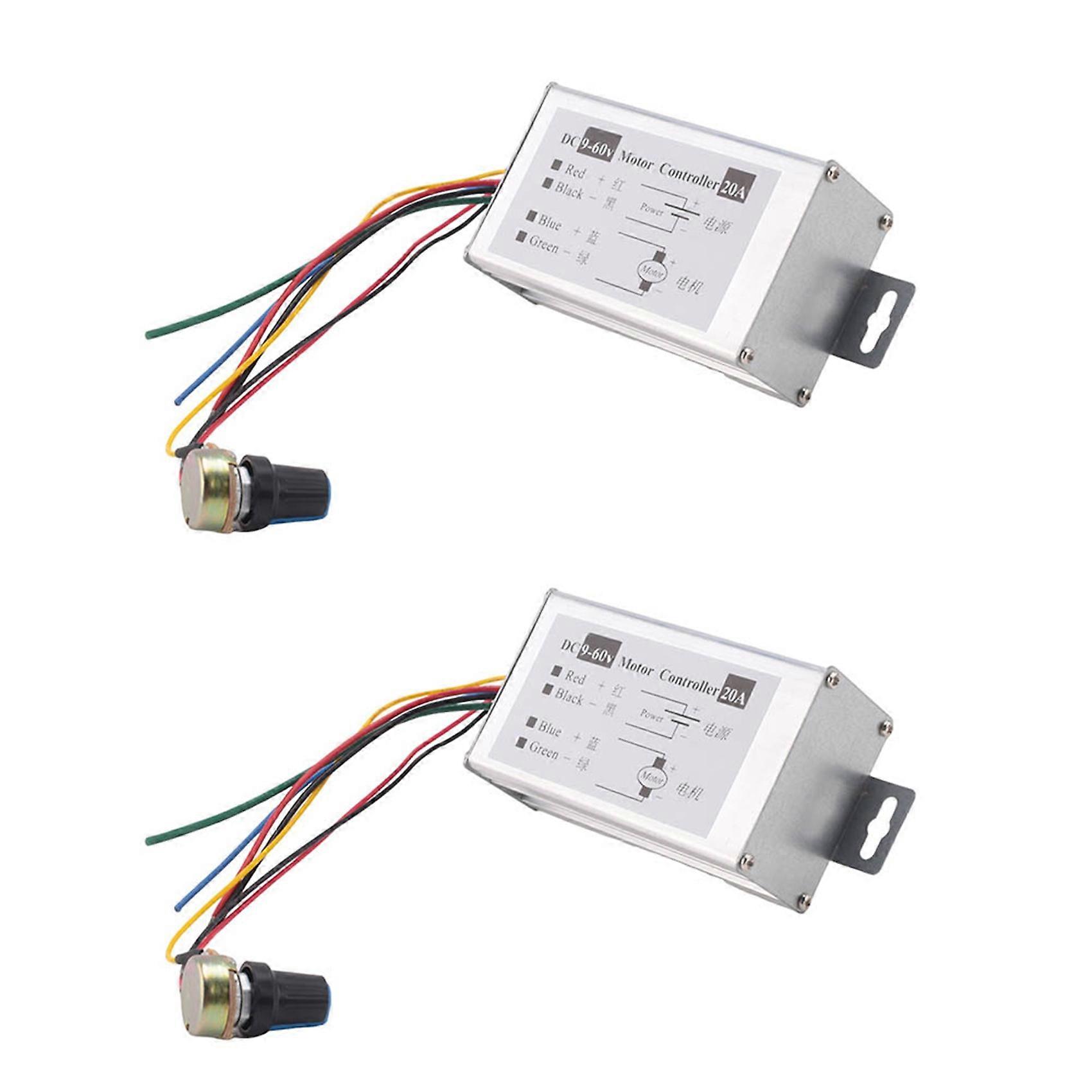 2X DC9V 12V 24V 48V 60V 20A PWM Motor Speed Controller Regulator Driver 0-1200W Adjustable Current