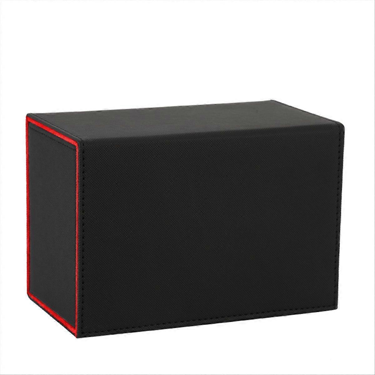 Card Deck Box, Premium Card Box with Flip Dice Tray , Card Deck Case Storage Box for Sports Playing Game Cards Black+Red