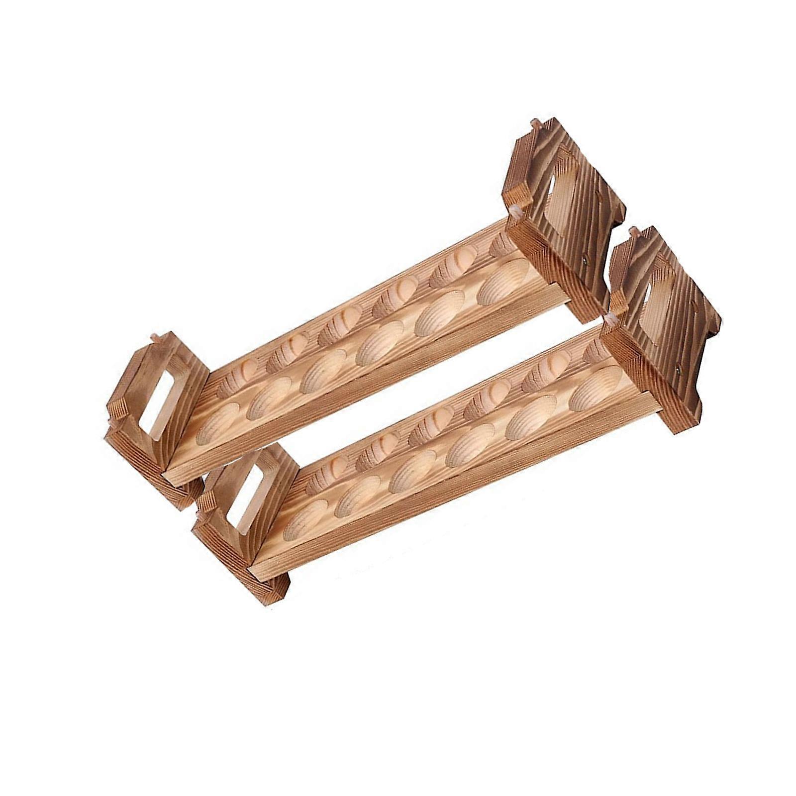 Household Wooden Double Layer Eggs Display Stand For Kitchen Countertop Space Saving Eggs Storage Rack Multicolor