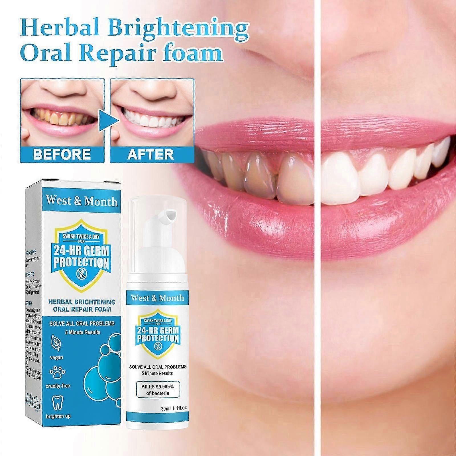 herbal Whitening Tooth Mousse toothpaste contains garlic extract, clover and chamomile extract
