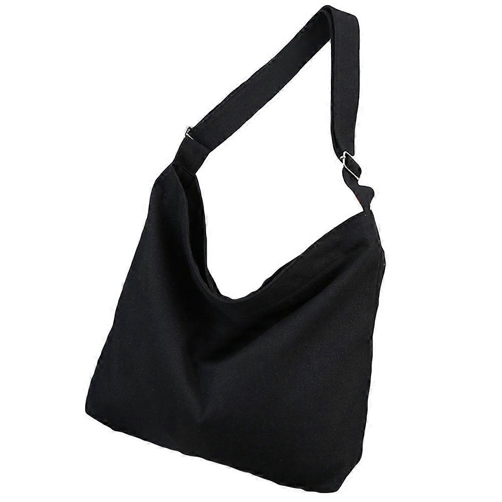 Women Solid Color Canvas Shoulder Bag Adjustable Strap Handbag Storage Pouch