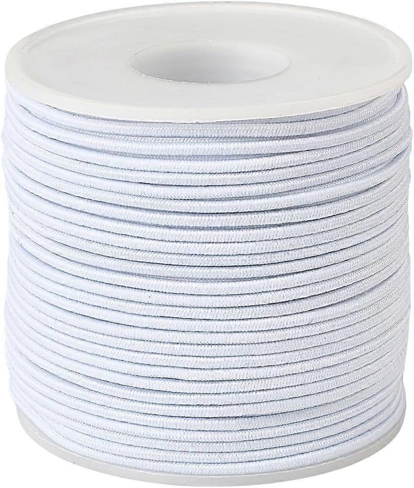 1 Roll 55 Yards/50M Polyester Elastic Cord 2mm Stretchy String Fabric White Jewelry Cording Sewing Threads with Spool for Beading Jewelry Making Brace