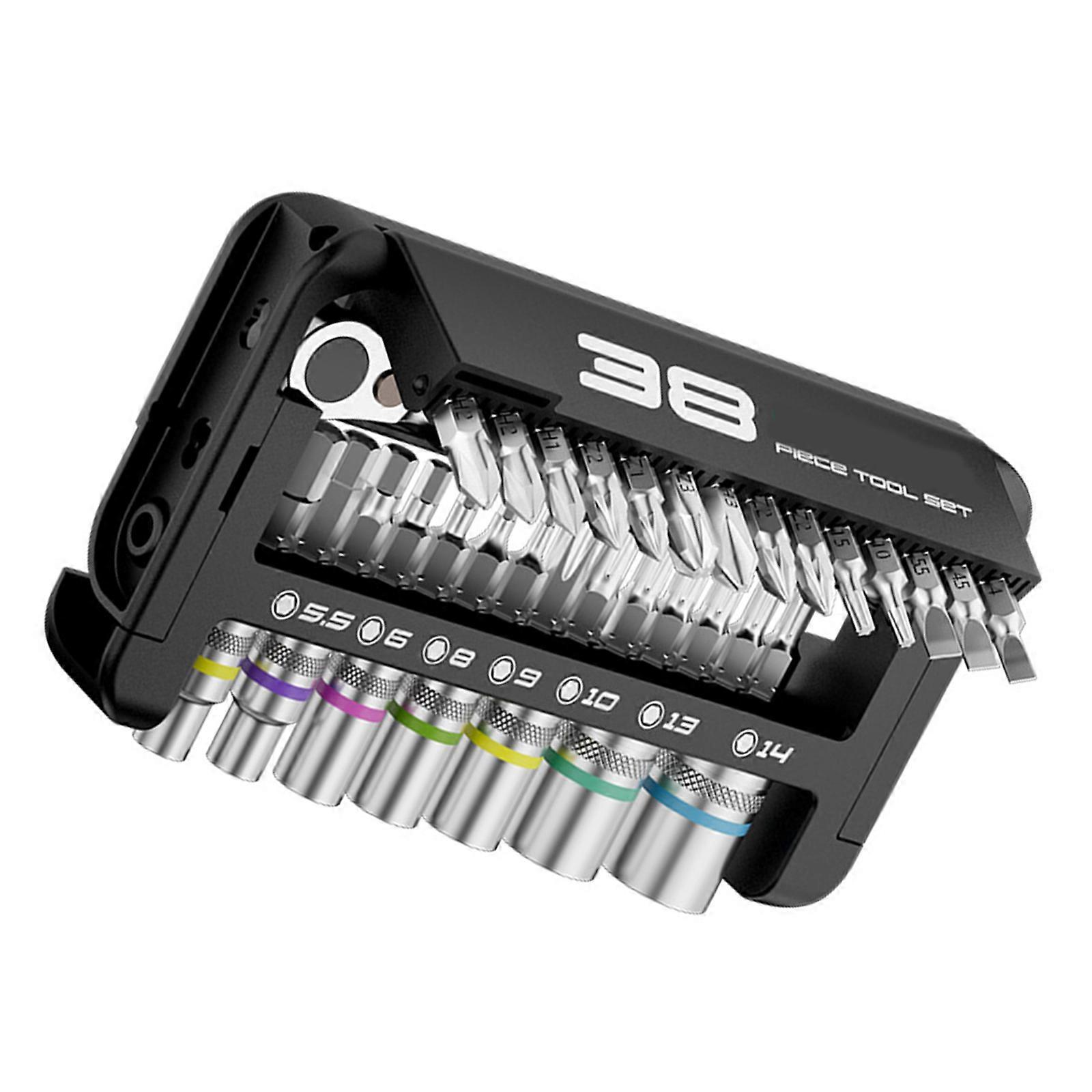 Versatile 38 in 1 Socket Wrench Set Screwdriver with Magnetic Feature Precise Ergonomic Design and Storage Case Multicolor