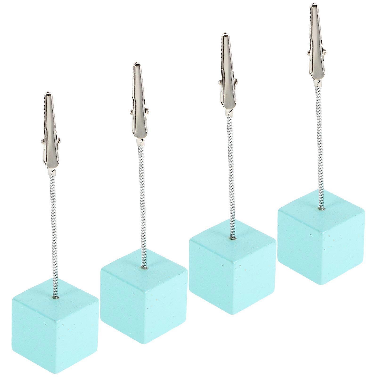 Sky-Blue Memo Clip Holder Cube Base for Home Use 4Pcs Collection