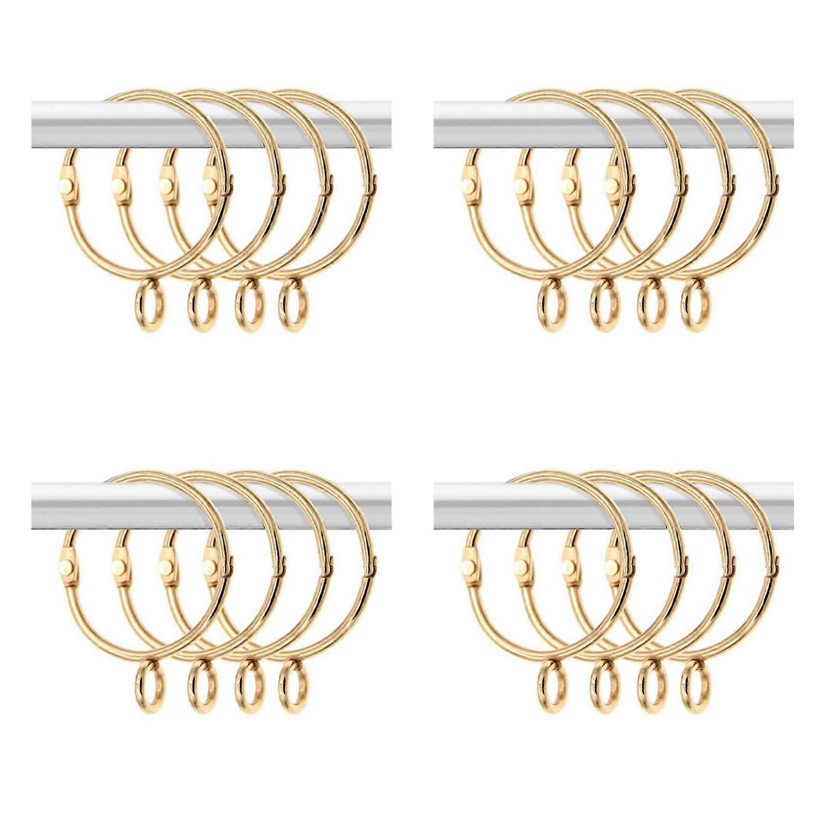 80 Pcs Openable Gold Curtain Rings Open and Close Metal Rustproof Drapery Loops with Eyelet for Hook Pins (1.5 Inch)