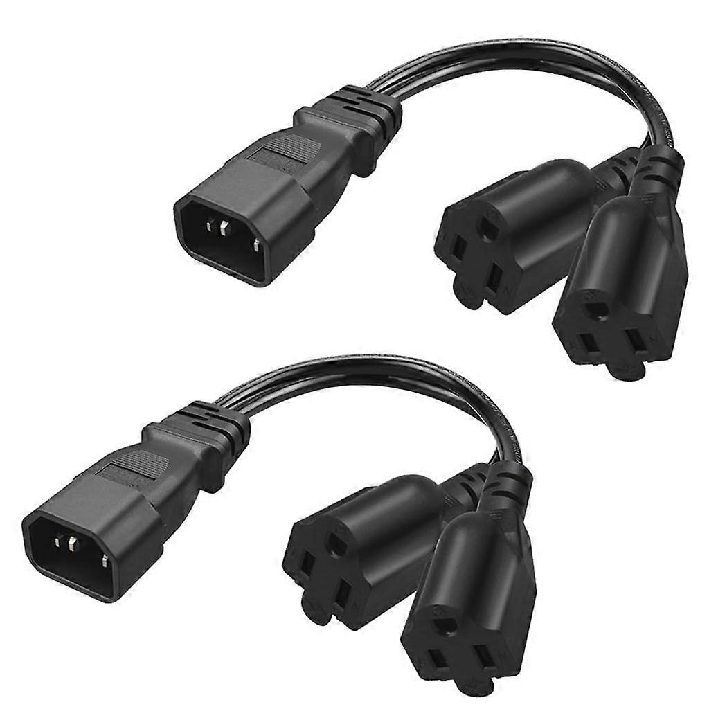 2 Pack IEC320 C14 to Dual NEMA 515R Y Splitter Power Cord 1FT for PDU UPS Dual Device Use