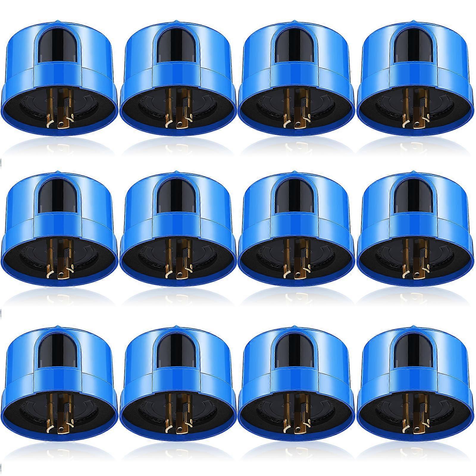 12 Pcs Twist Lock Dusk to Dawn Light Sensor, Outdoor Photocell Light Control 120V277V, Blue