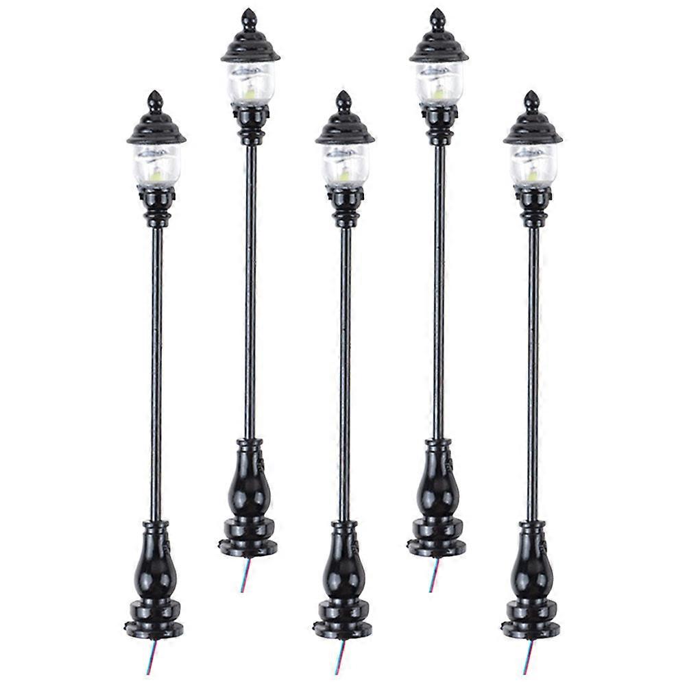 Mini Yard Lamp Model for Decor 20Pcs Black Simulated Street Light Set
