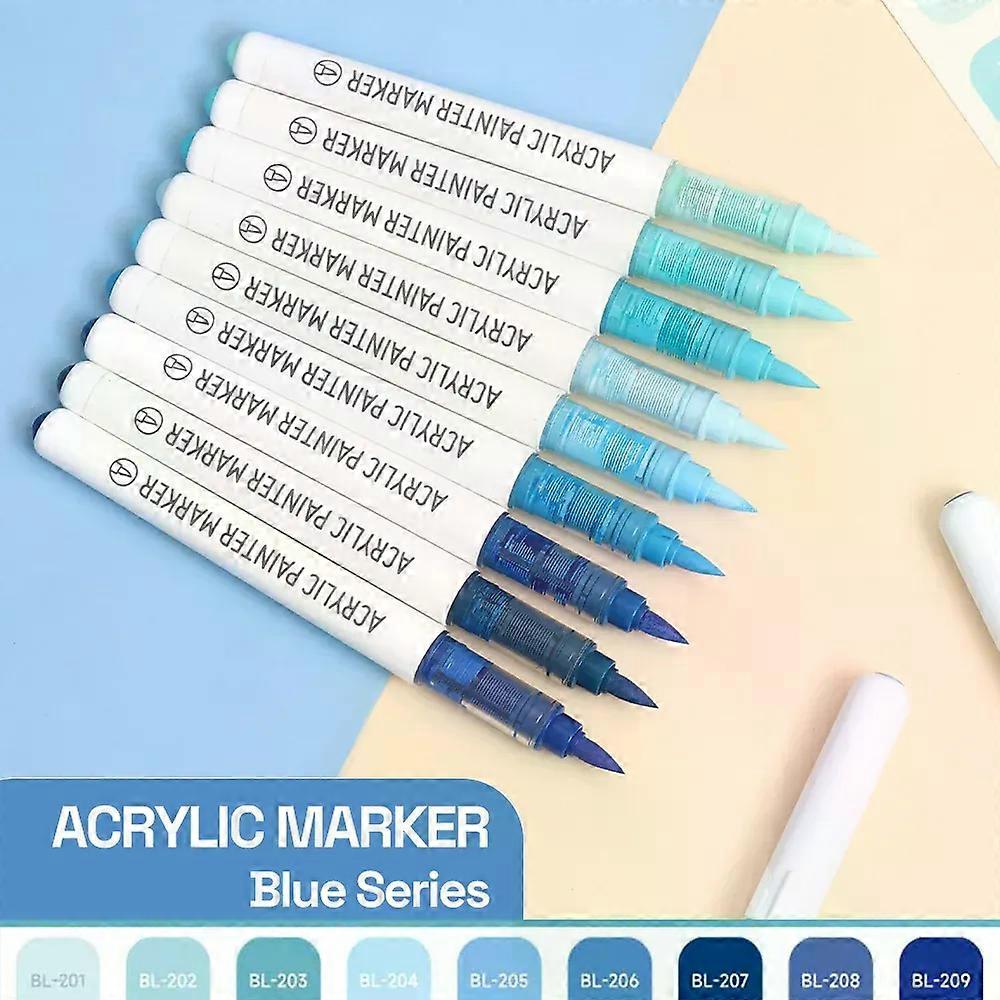 Automatic Ink Control Acrylic Paint Markers, 9 pcs Brush Tip Acrylic Paint Pens set with 7 professional color series