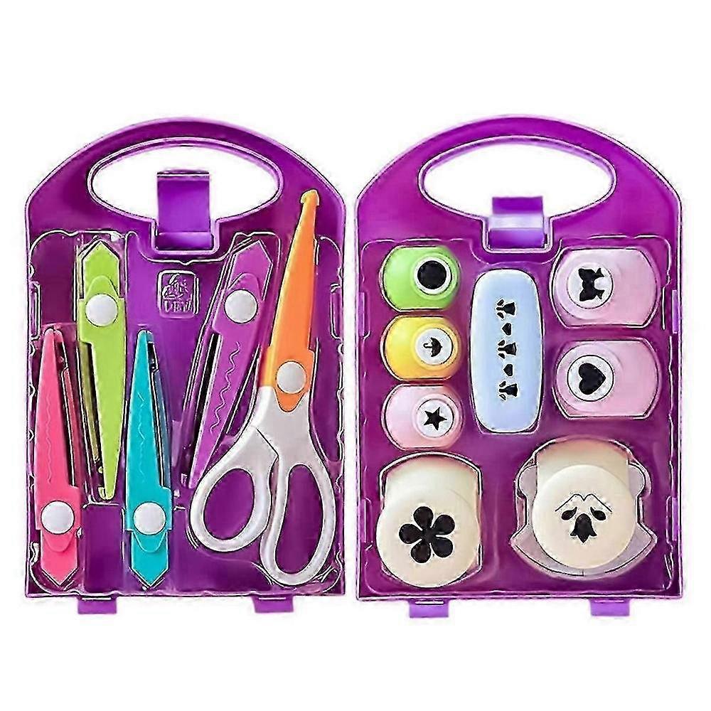 Children's Craft Hole Punch with Assorted Shape Cutters, Scissors, and Storage Case