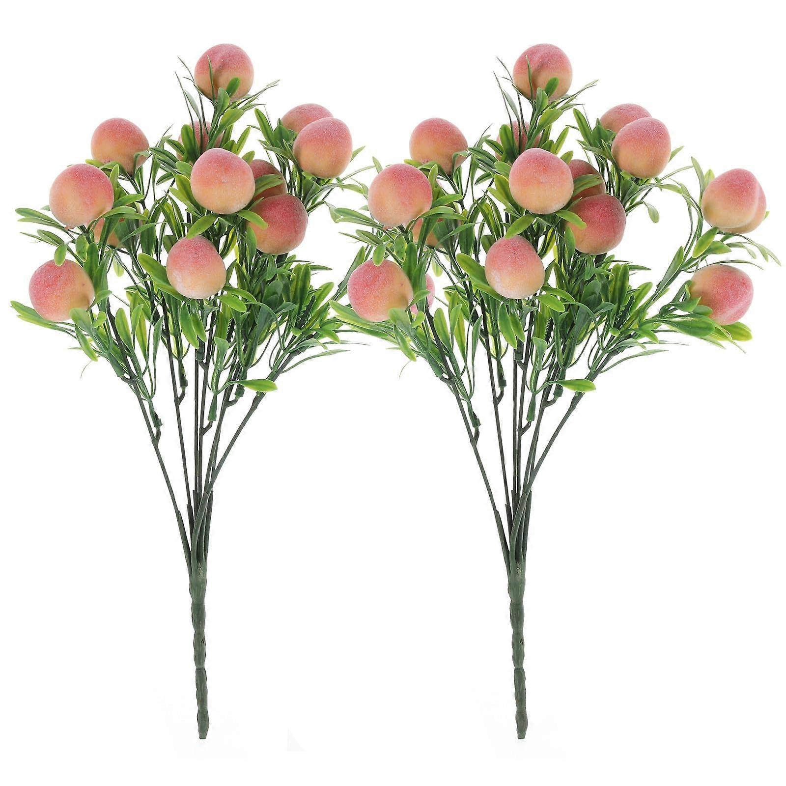 Artificial Peach Branches 2Pcs Realistic Peach Design Fake Tree Stems for Home Decor and Weddings