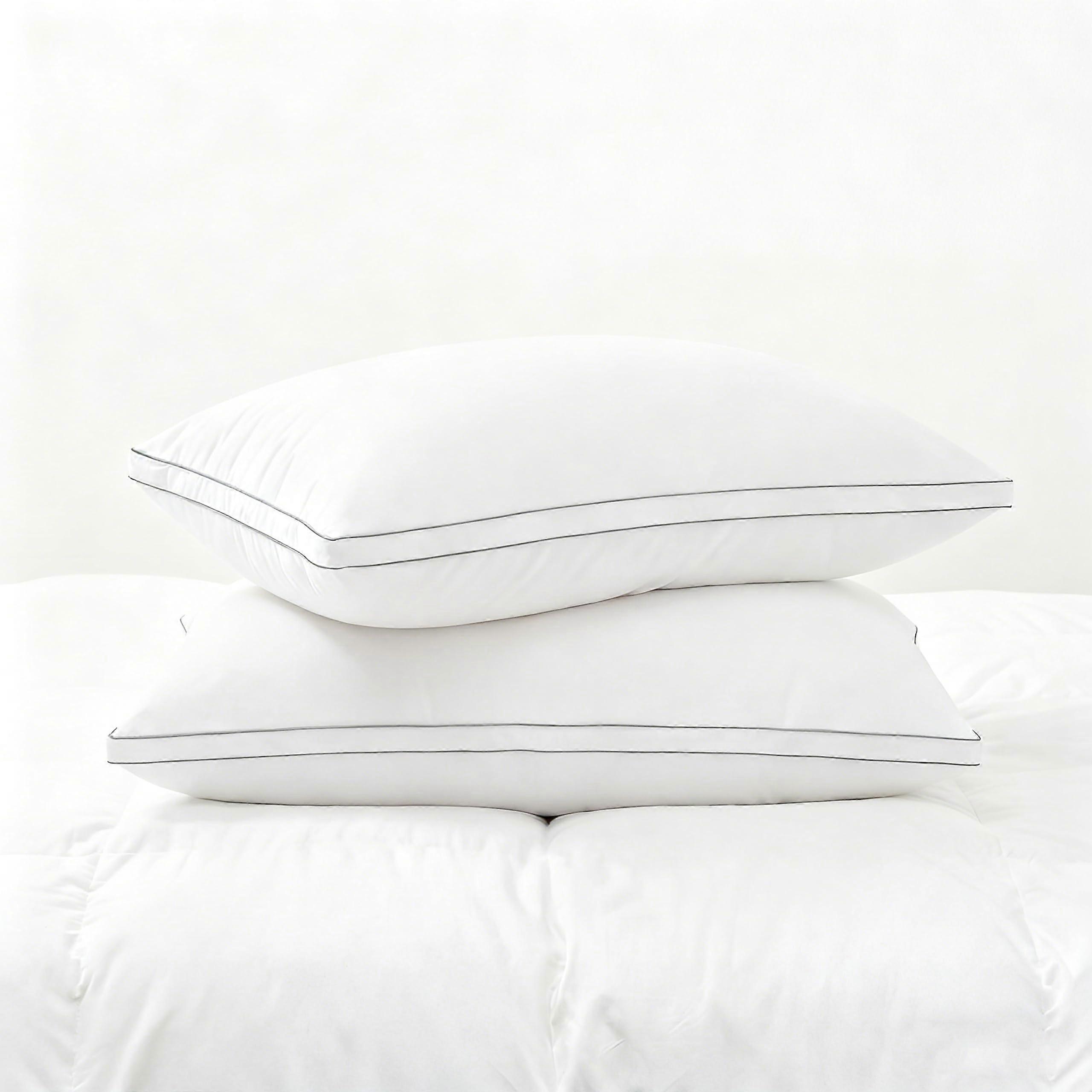 Goose Feather Pillow Queen Size Set of 2 with Breathable Cotton Cover and Cloudlike Soft Support