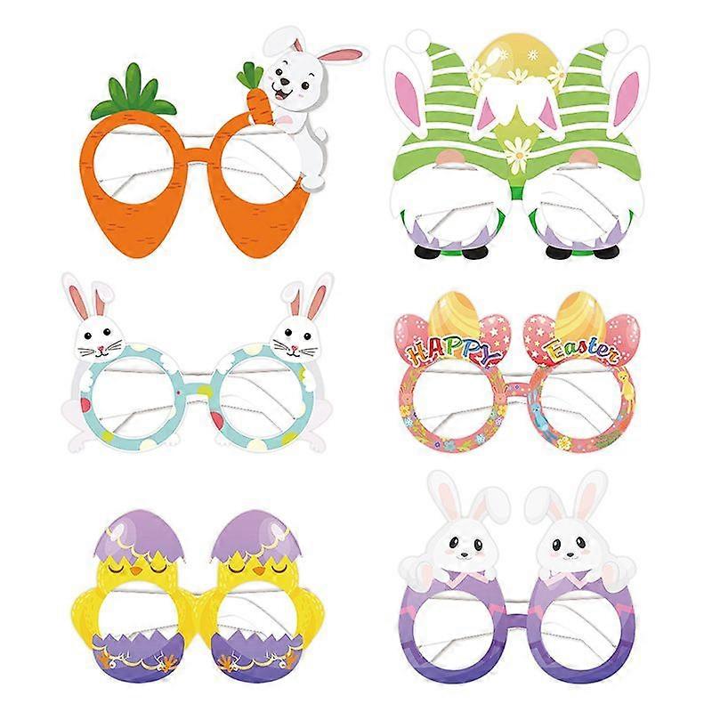 6Pcs/Pack Easter Fun Glasses Frame Easter Party Decorations Paper Glasses