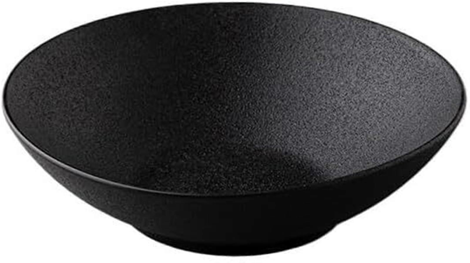 Large Black Ceramic Salad Bowl for Fruit and Snacks, Durable Large Capacity Kitchen Serving Bowl