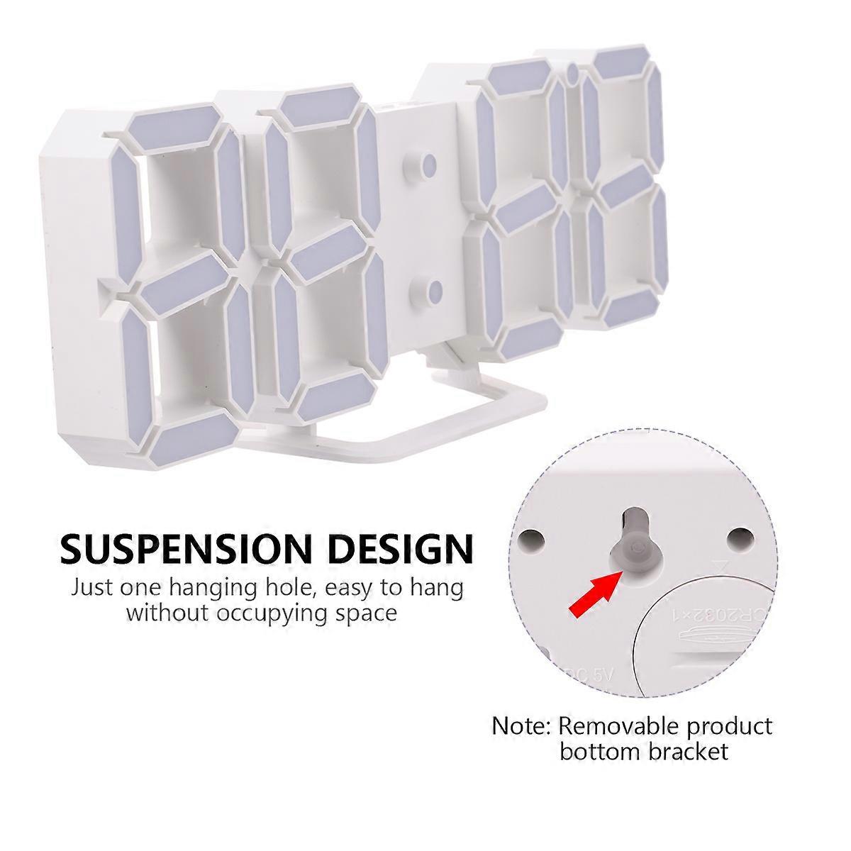 Small Digital Clock 3D Led Time Display Square Shape Plastic Material For Bedroom Home Office 1Set