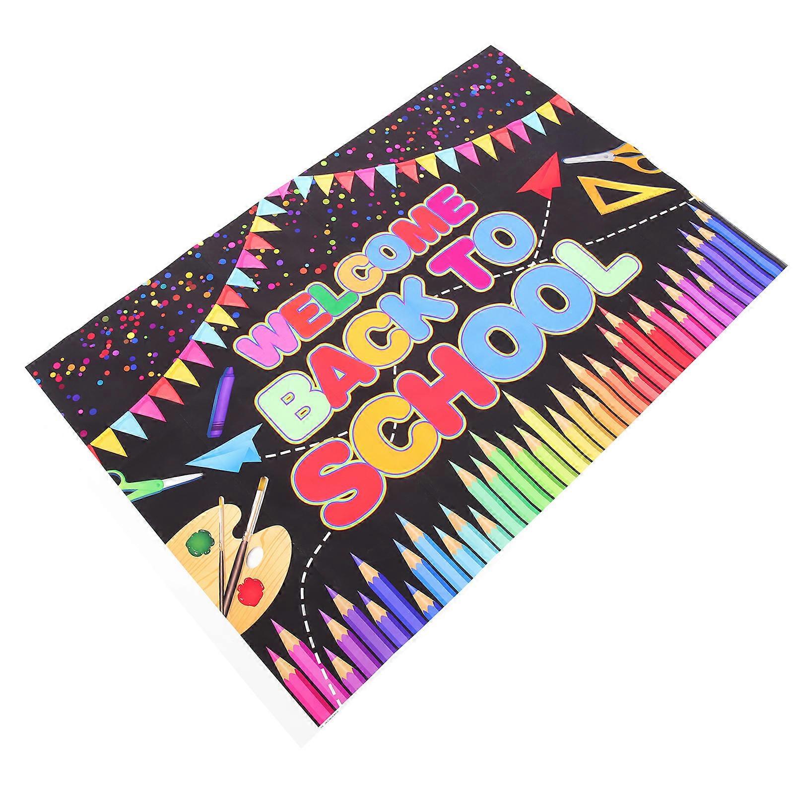 School Scene Backdrop Back To School Banner Multi-Colored 120.00X80.00X0.10Cm Polyester Background Display 1Set
