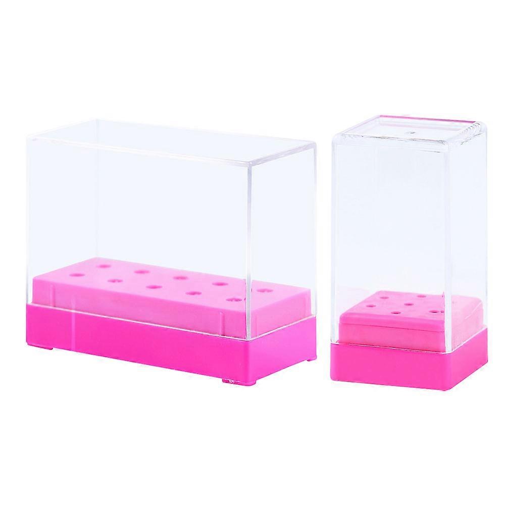 Nail Bit Display Box Manicure Drill Bits Holder for Reserving 2Pcs Rosy Color