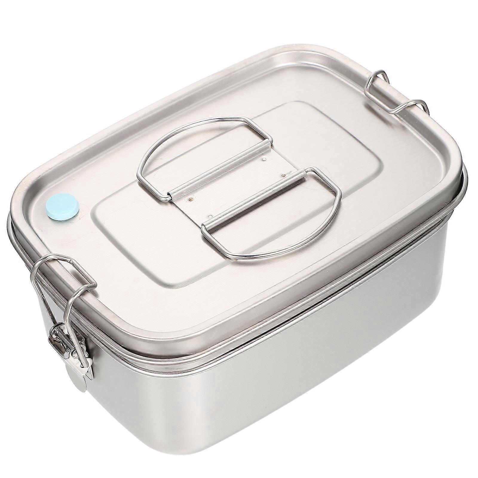 Stackable Bento Box Lunch Container For Students Rectangle Shape Silver Color Food Storage 1 Set